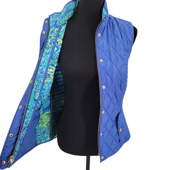 Lilly Pulitzer Blake Quilted Vest Iris Blue Size Small Pockets - Picture 9 of 16